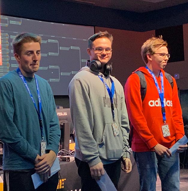Some Luck Involved of Bemidji: Jason Gorski, Ryley LaVenture and Dylan Cleveland 2nd place winners in the GZGC19 Overwatch Community Tournament